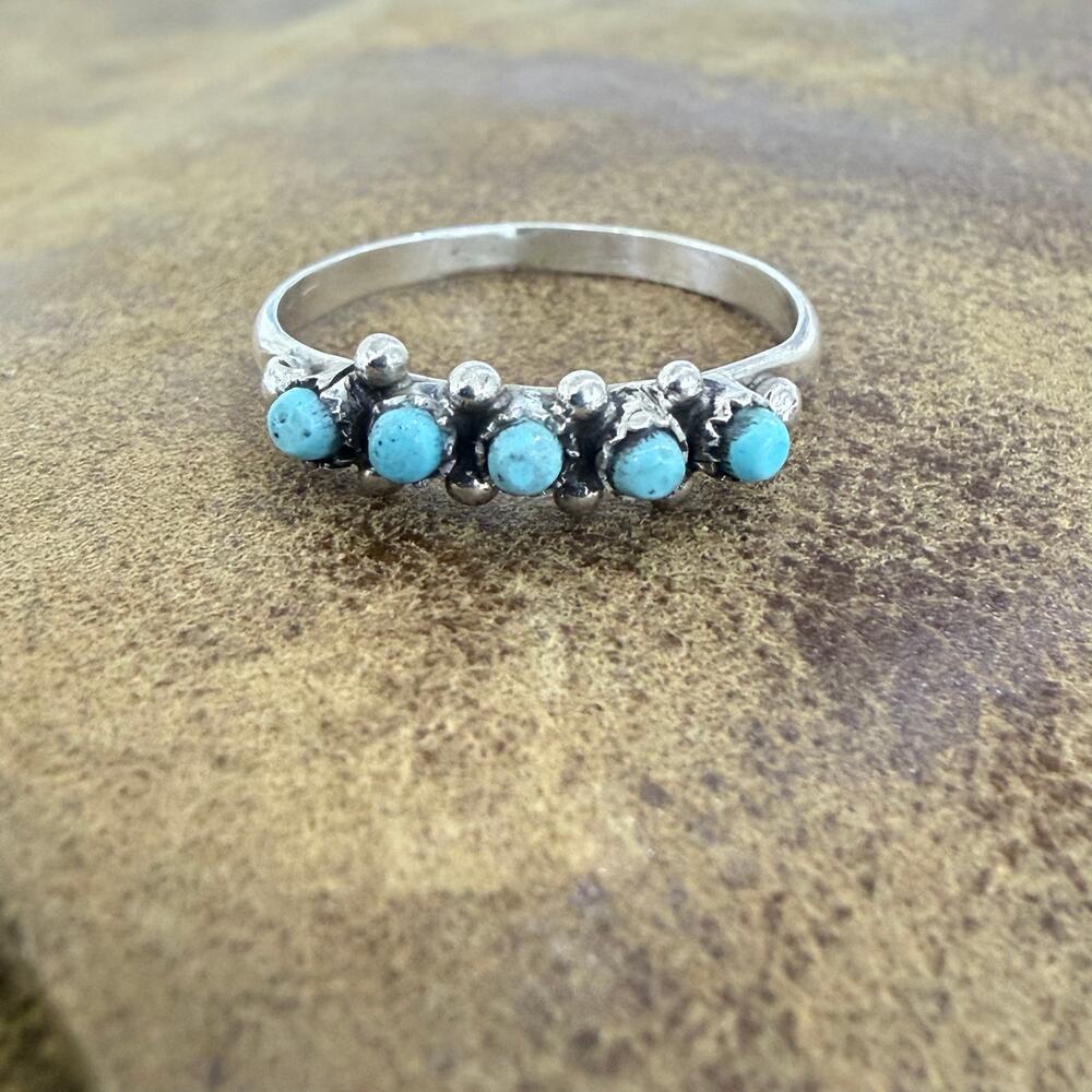 Turquoise & Sterling Silver Ring Size 8.5 by April Haloo